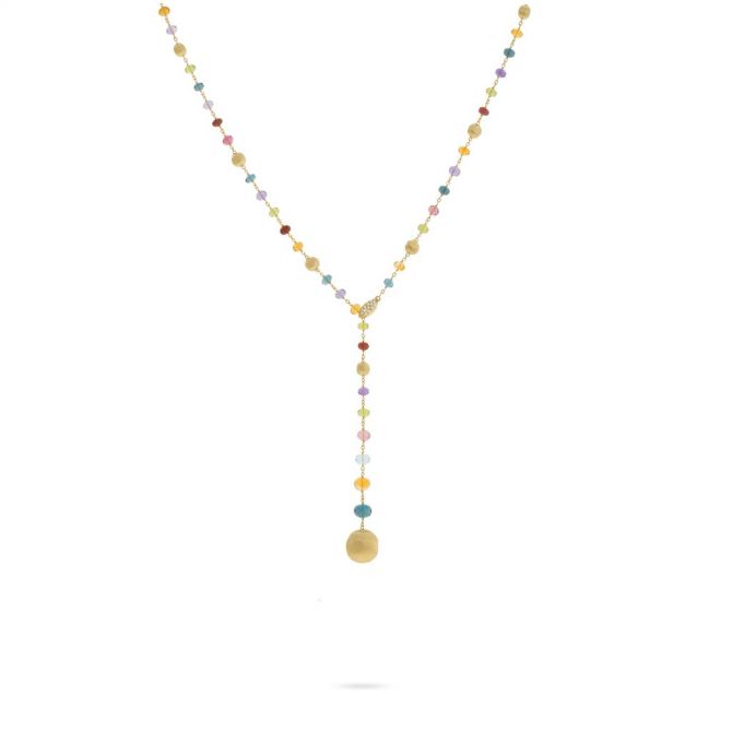 Marco Bicego Africa Gemstone Lariat Necklace in Yellow Gold