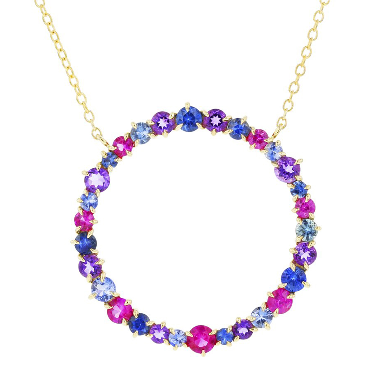 Phillips House Dusk Enchanted Amethyst & Sapphire Large Loop Necklace in Yellow Gold, 18