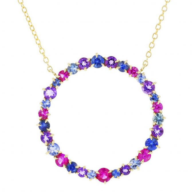 Phillips House Dusk Enchanted Amethyst & Sapphire Large Loop Necklace in Yellow Gold, 18"