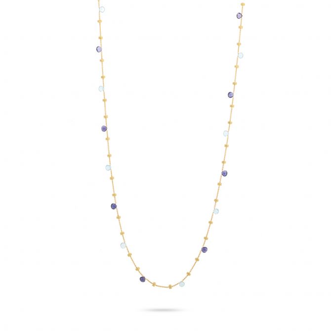 Marco Bicego Paradise Iolite & Blue Topaz Necklace in Yellow Gold, 36"
