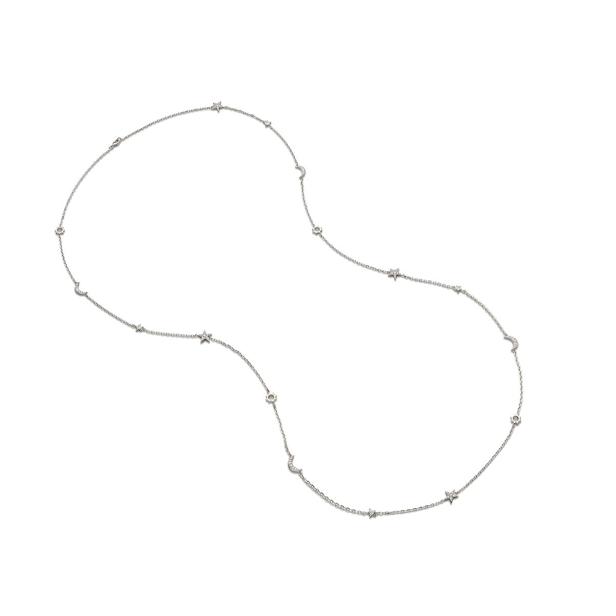 Monica Rich Kosann Sun, Moon & Stars Moonstone & White Sapphire Necklace in Sterling Silver, 40