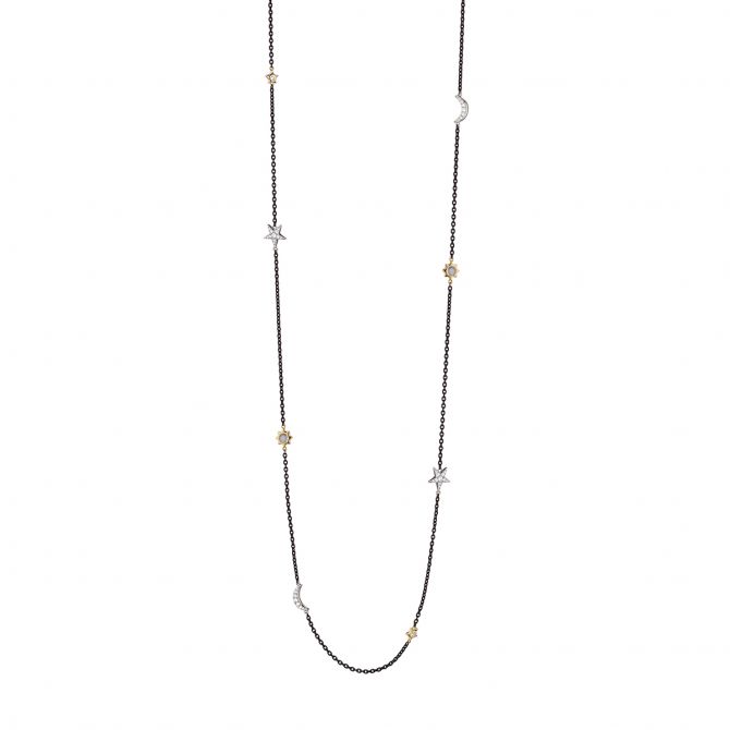Monica Rich Kosann Sun, Moon & Stars Moonstone & White Sapphire Mixed Metal Necklace, 40"