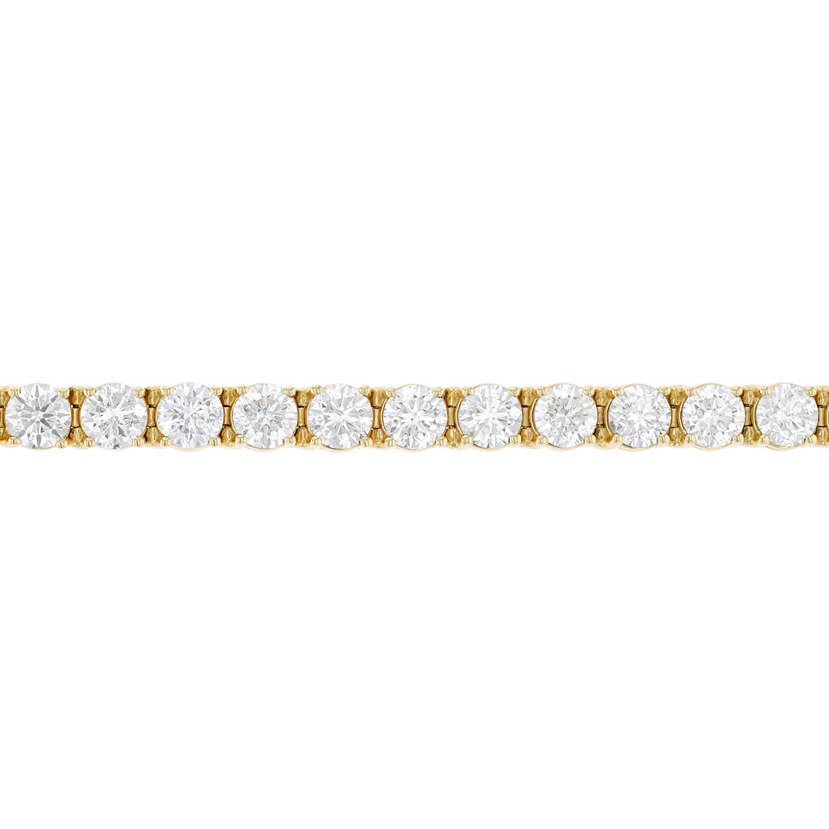 Round Diamond 4 Prong Tennis Bracelet in Yellow Gold, 7