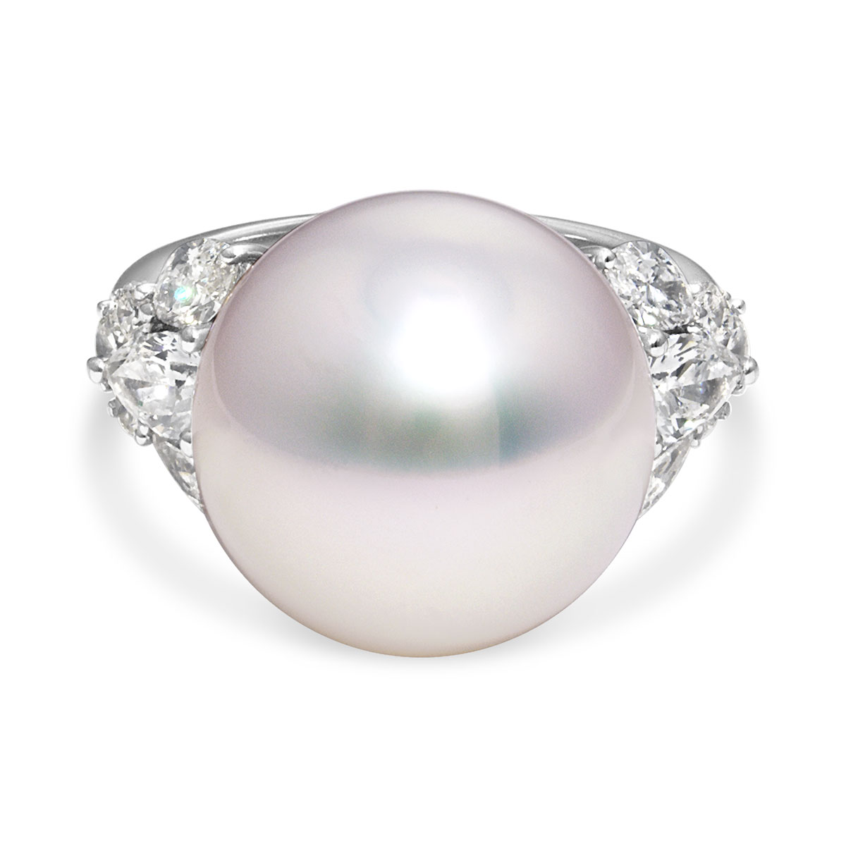 TARA Pearls South Sea Cultured Pearl & Diamond Cluster Cocktail Ring in White Gold