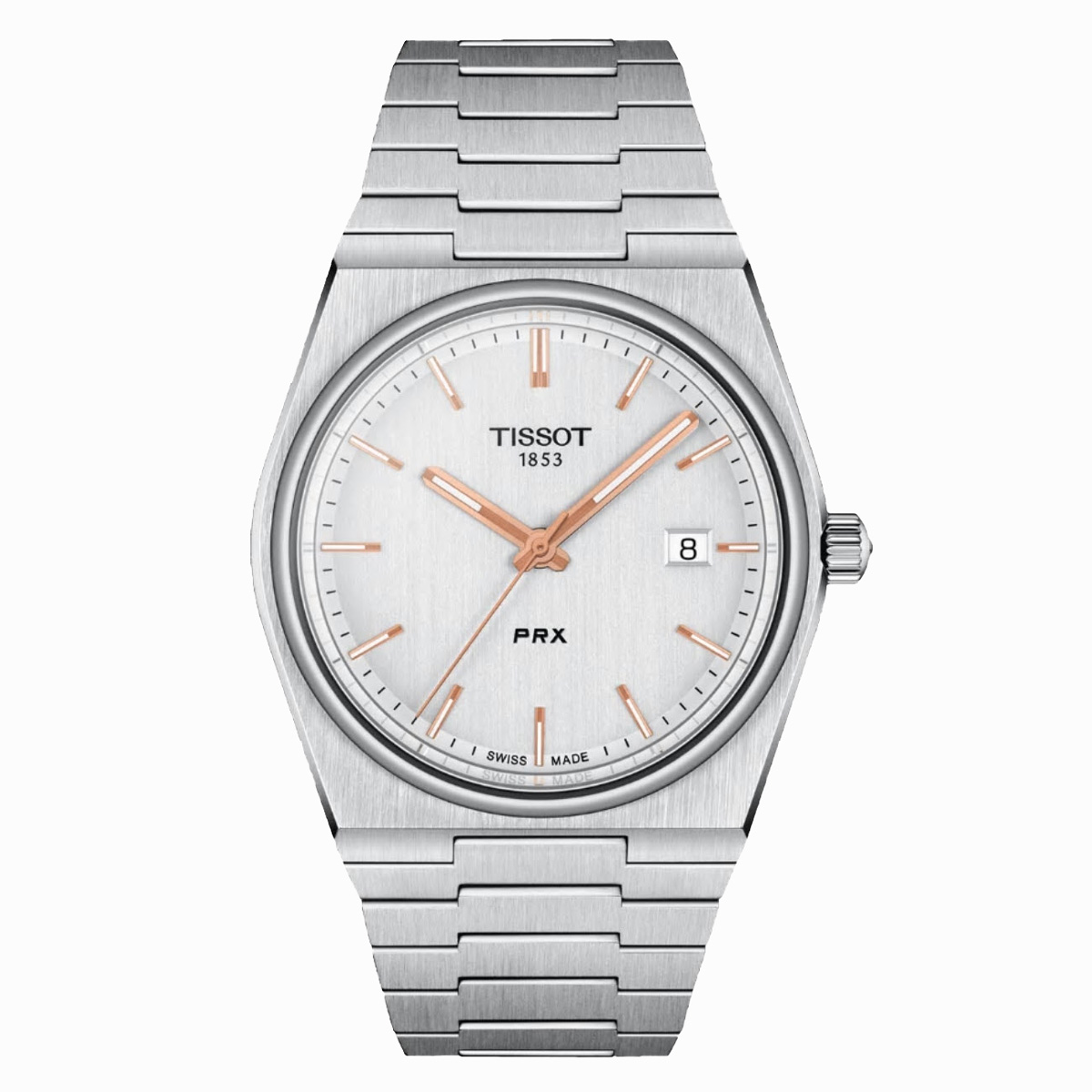 Tissot PRX 40mm Watch, Rose Gold and White Dial