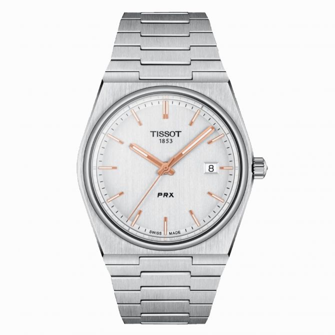 Tissot PRX 40mm Watch, Rose Gold and White Dial