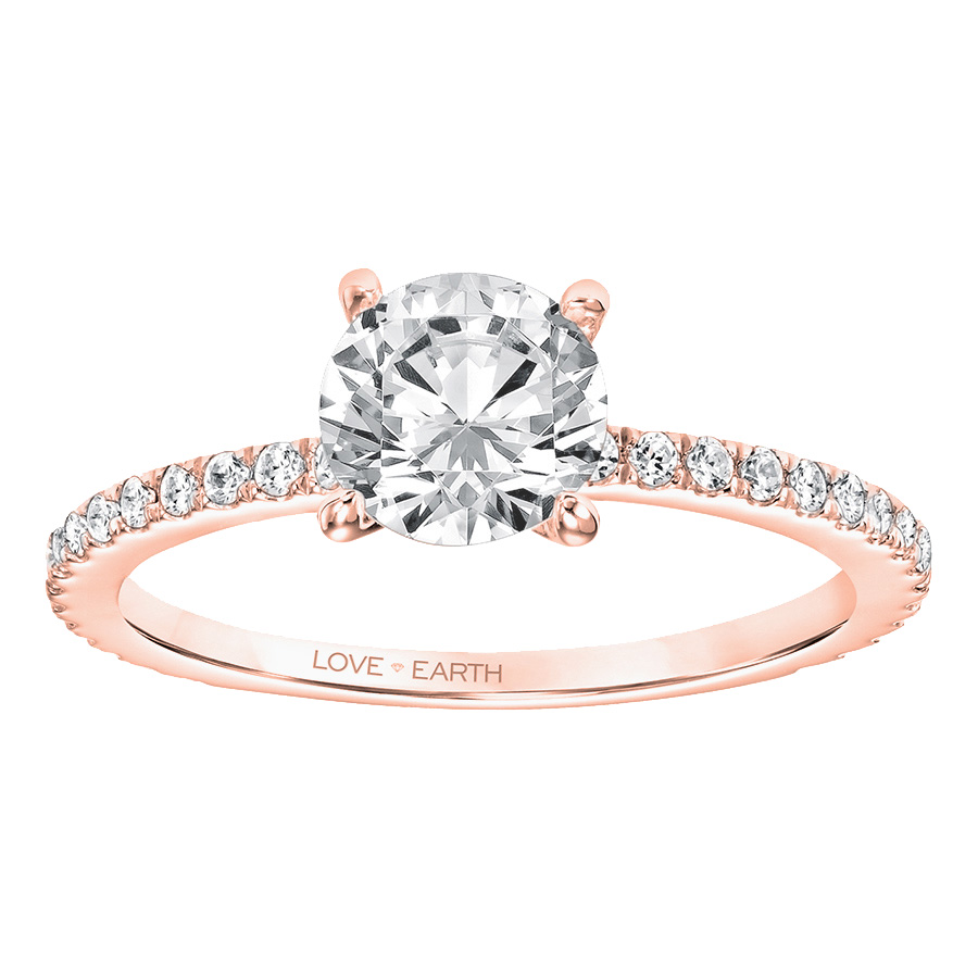 Love Earth Engagement Ring Setting with Lab Grown Diamond 3/4 Shank in Rose Gold, .30 cttw
