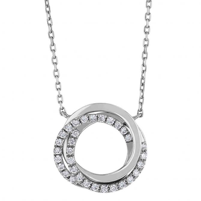 Frederic Sage Diamond Swirl Rosette Necklace in White Gold, 18"