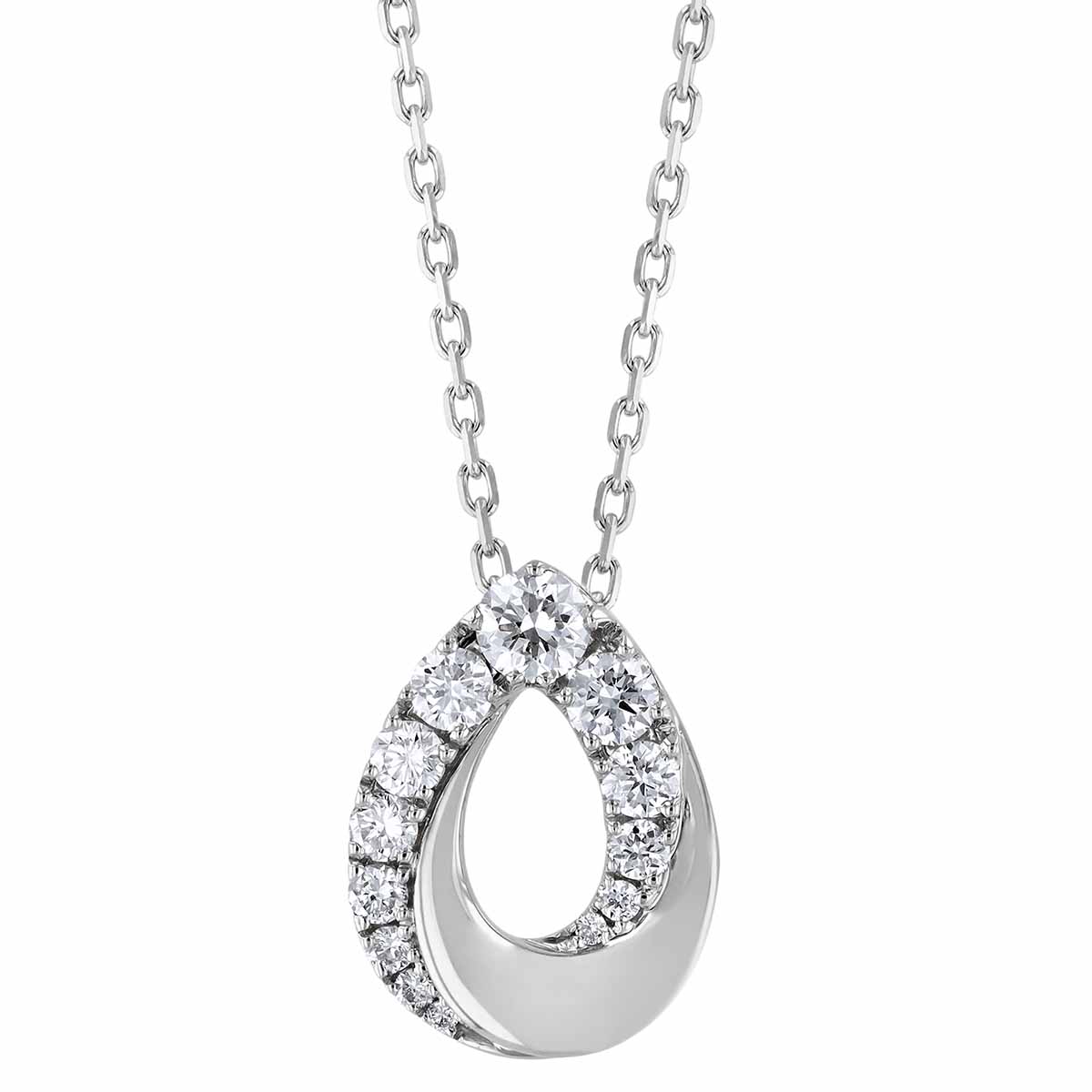 Frederic Sage Diamond Swirled Teardrop Pendant in White Gold, 18