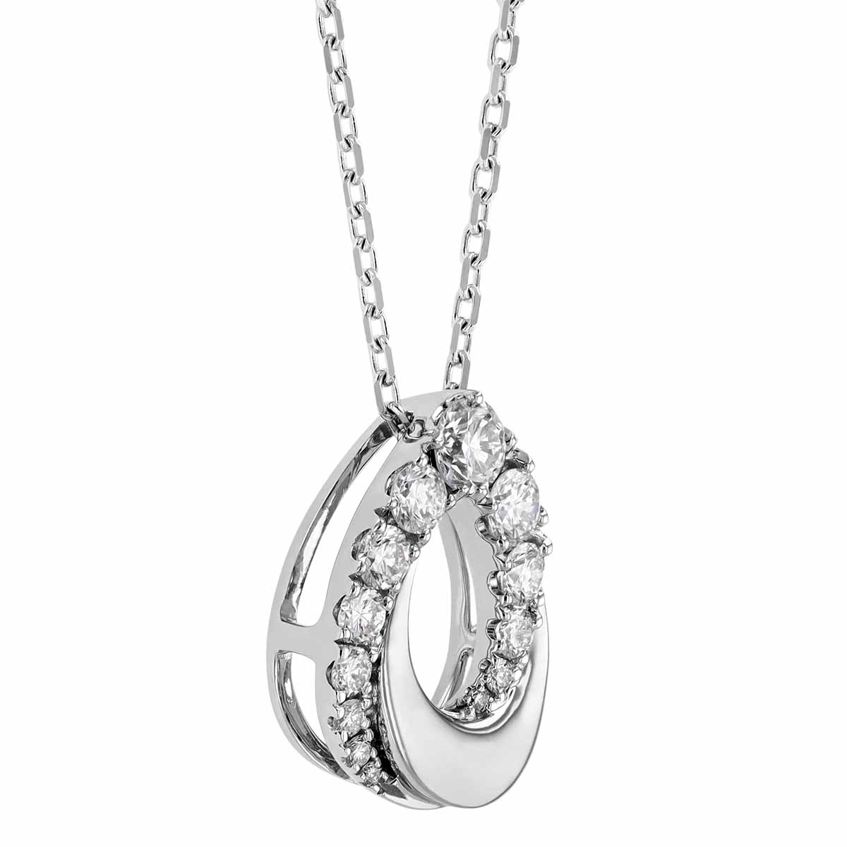 Frederic Sage Diamond Swirled Teardrop Pendant in White Gold, 18
