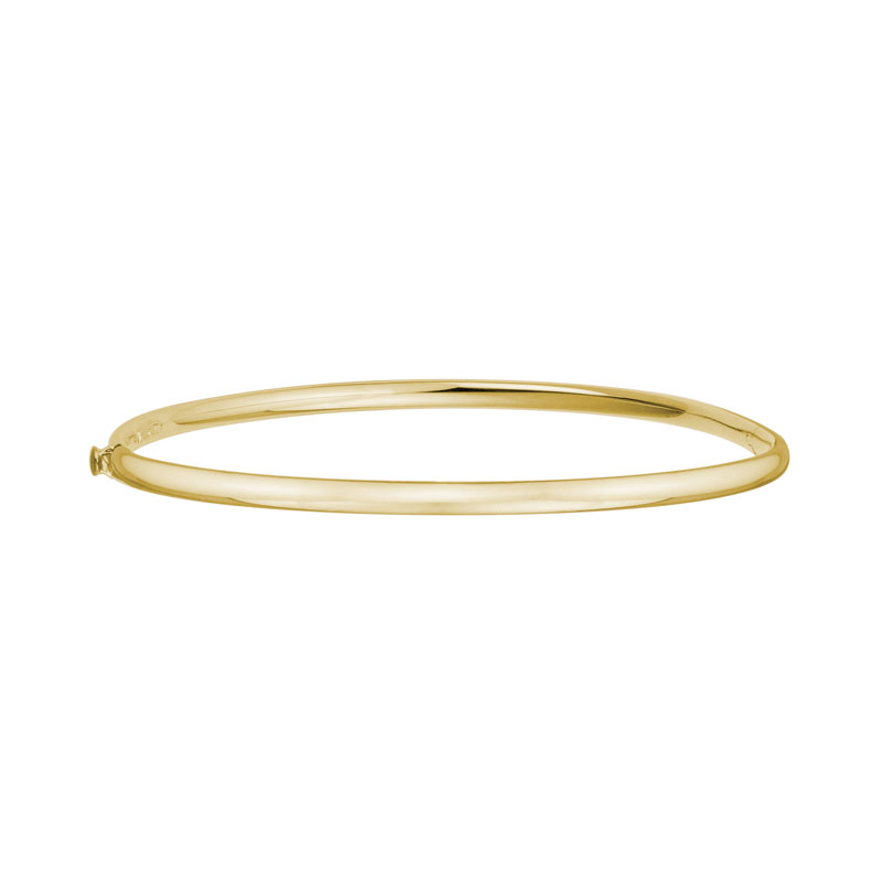 Yellow Gold Oval Hinged Bangle Bracelet