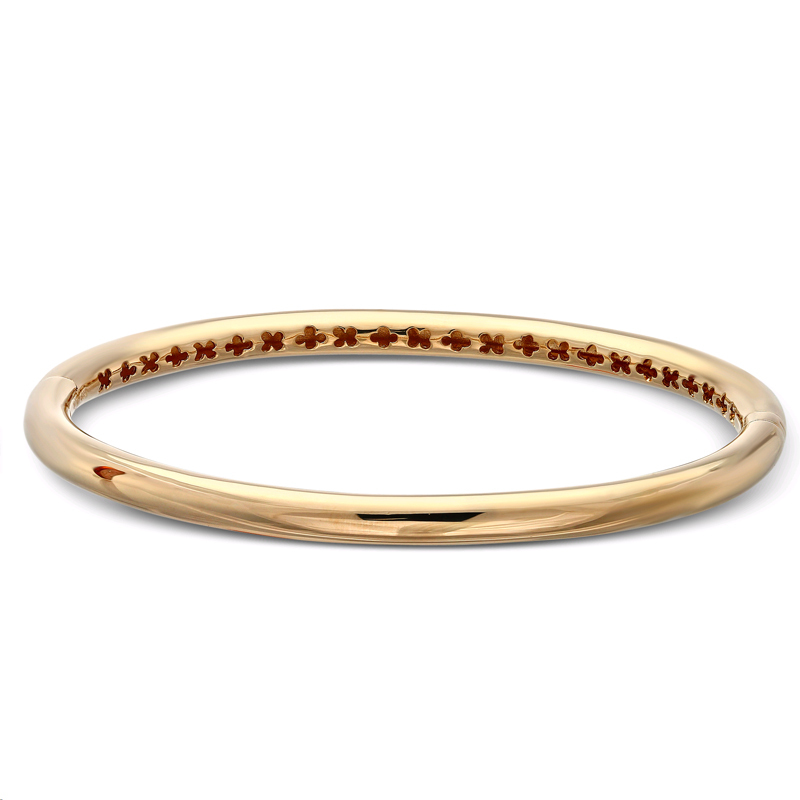 Rose Gold Rounded Oval Hinged Bangle Bracelet