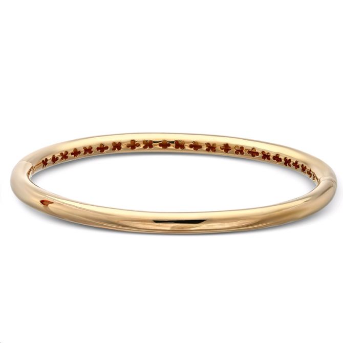 Rose Gold Rounded Oval Hinged Bangle Bracelet
