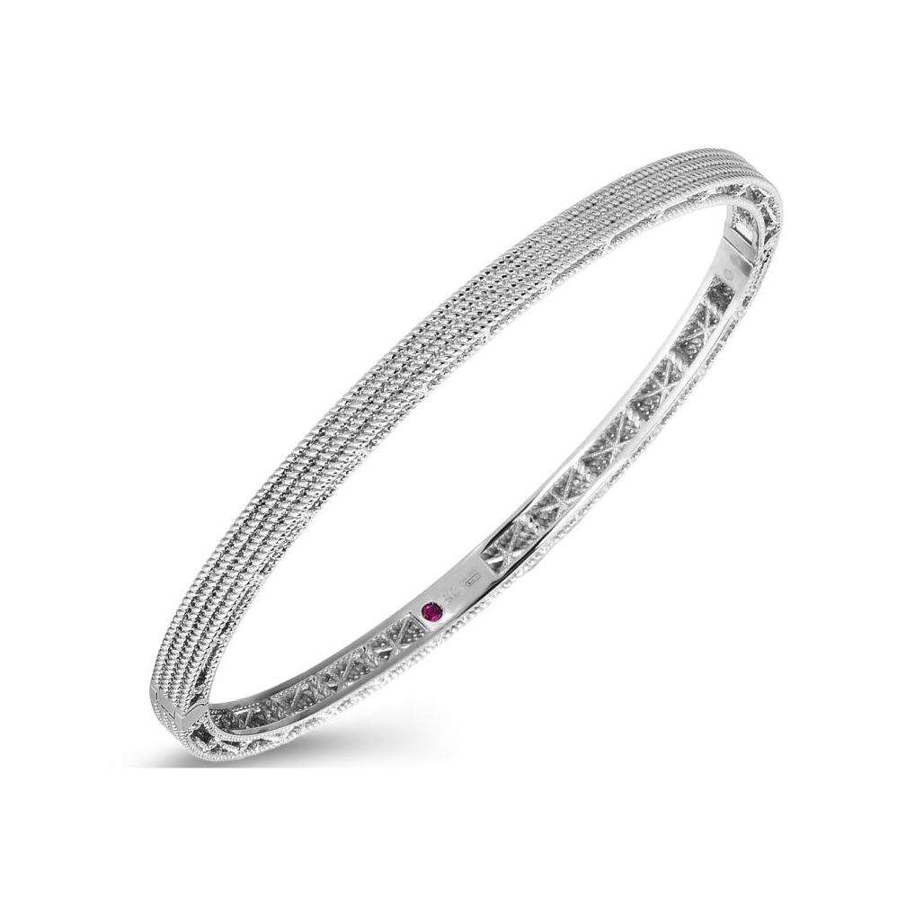 Roberto Coin Symphony Barocco White Gold Oval Bangle Bracelet