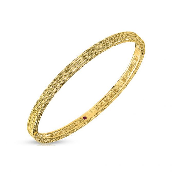 Roberto Coin Symphony Barocco Yellow Gold Oval Bangle Bracelet
