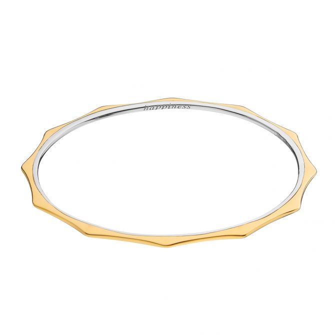 Monica Rich Kosann "Happiness" Two-Tone Sun Poesy Bangle in Sterling Silver & Yellow Gold