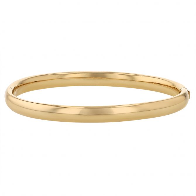 Yellow Gold Oval Hinged Bangle Bracelet