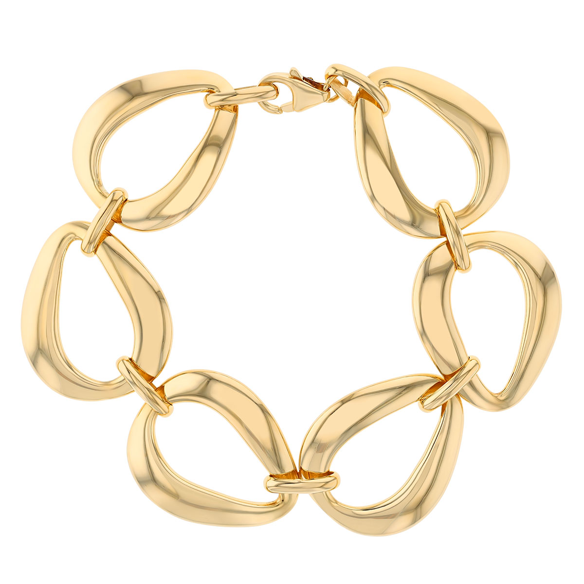 Yellow Gold Oversized Tapered Link Bracelet, 7