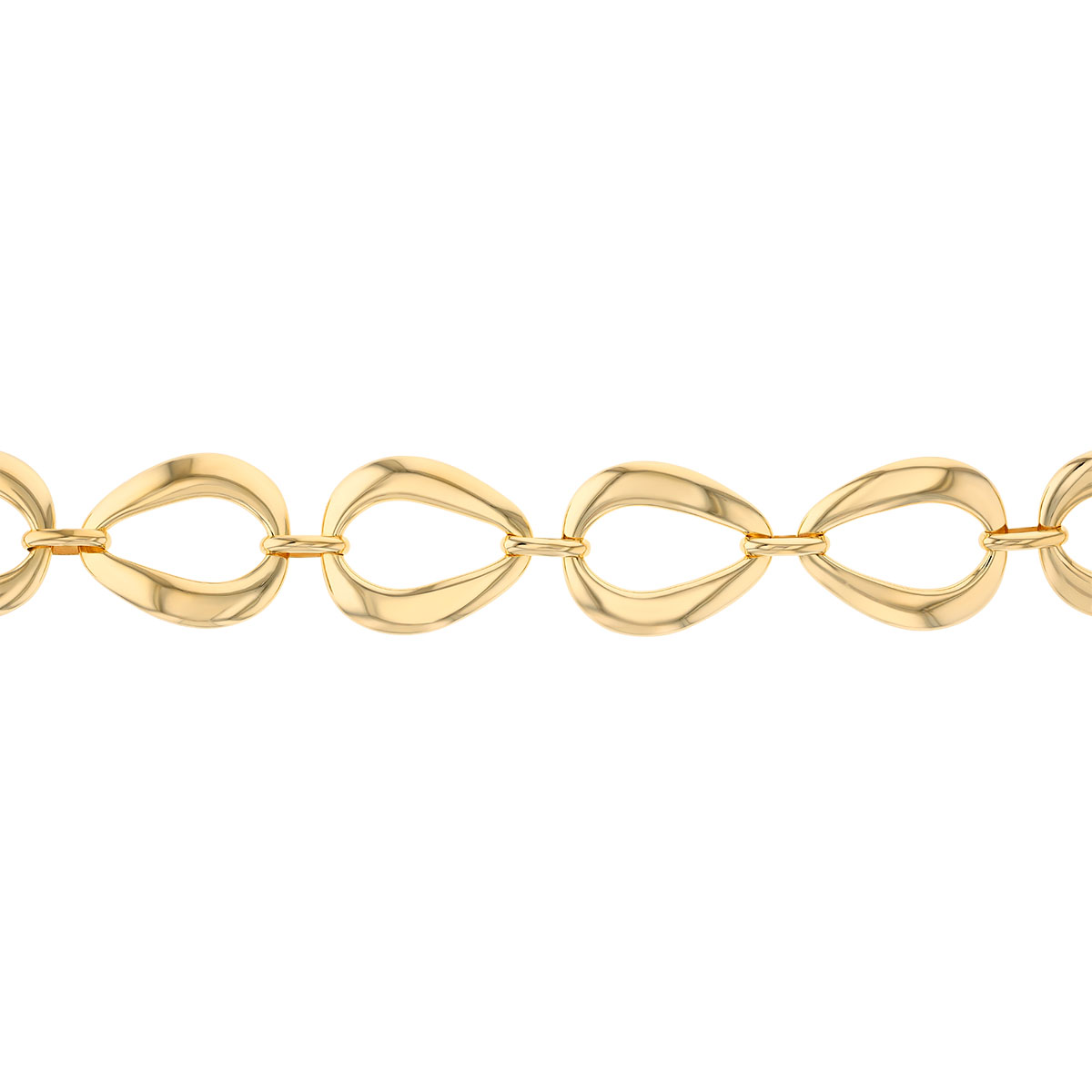 Yellow Gold Oversized Tapered Link Bracelet, 7