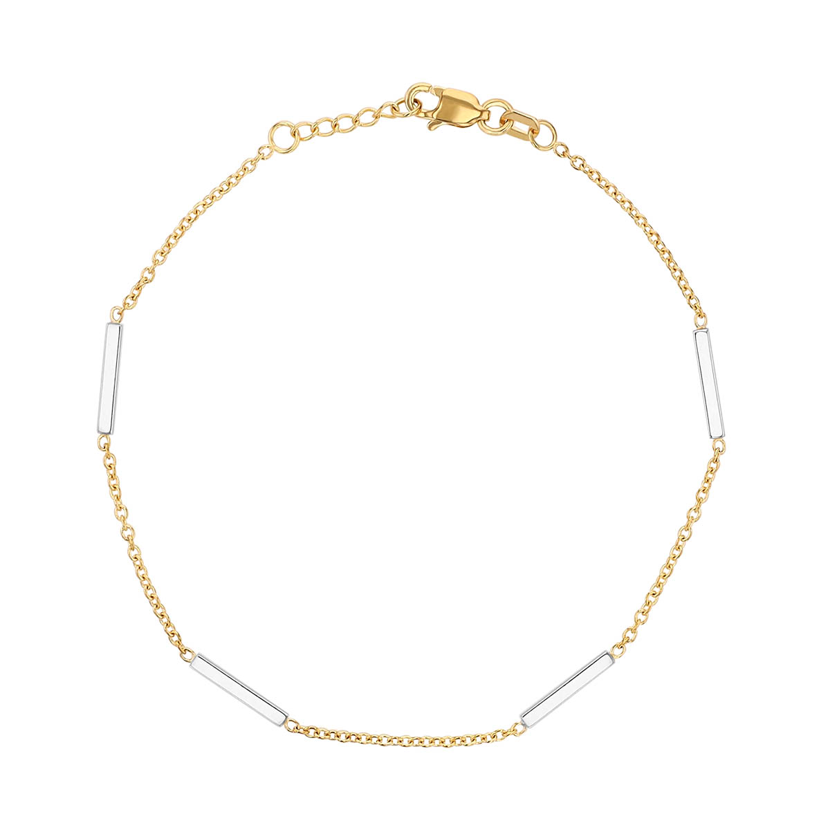 Yellow & White Gold Station Bracelet, 7.5