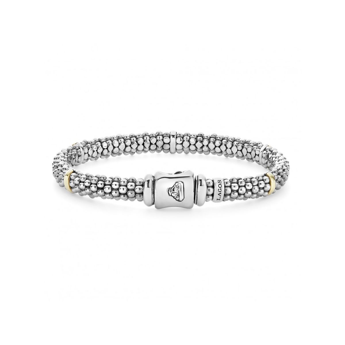 LAGOS Sterling Silver & 18K Yellow Gold Signature Caviar Beaded Bracelet, 7