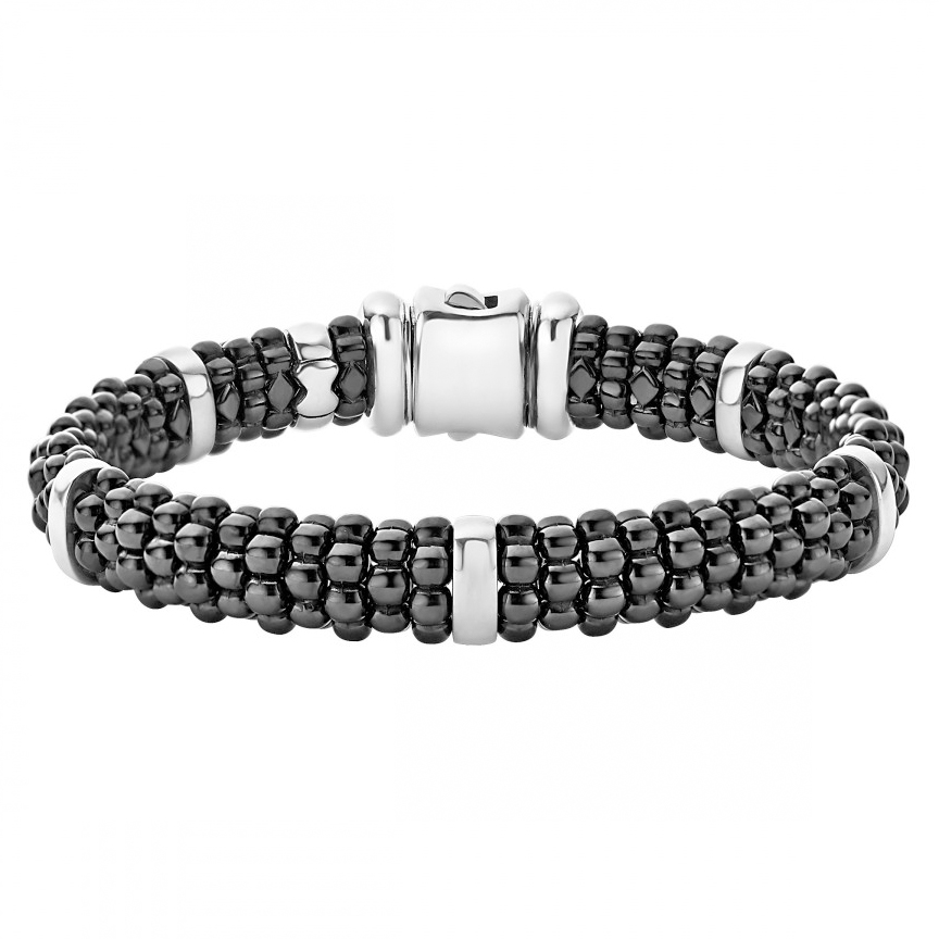 LAGOS Sterling Silver and 18K Yellow Gold Black Caviar 5 Bar