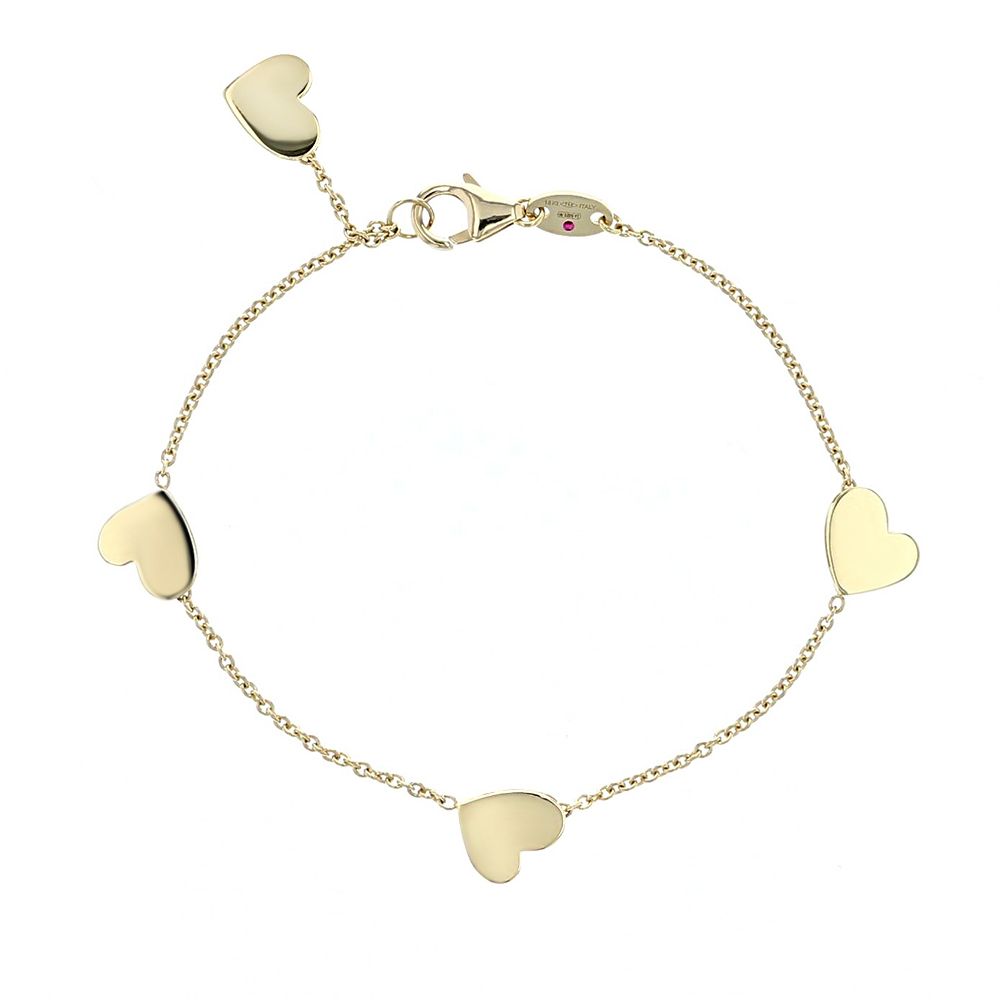 Roberto Coin 18K Yellow Gold Heart Amore Station Bracelet, 7 ...