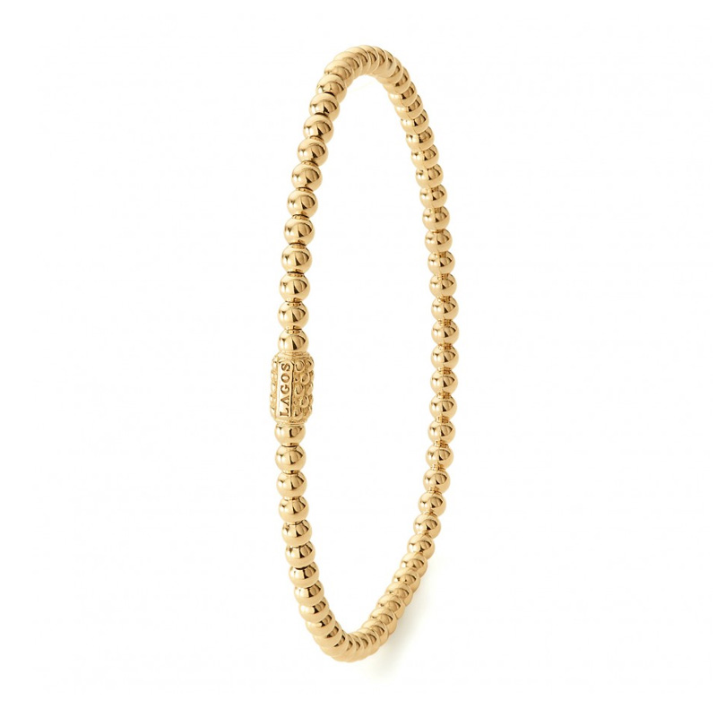 LAGOS 18K Yellow Gold Caviar 3mm Ball Stretch Bracelet