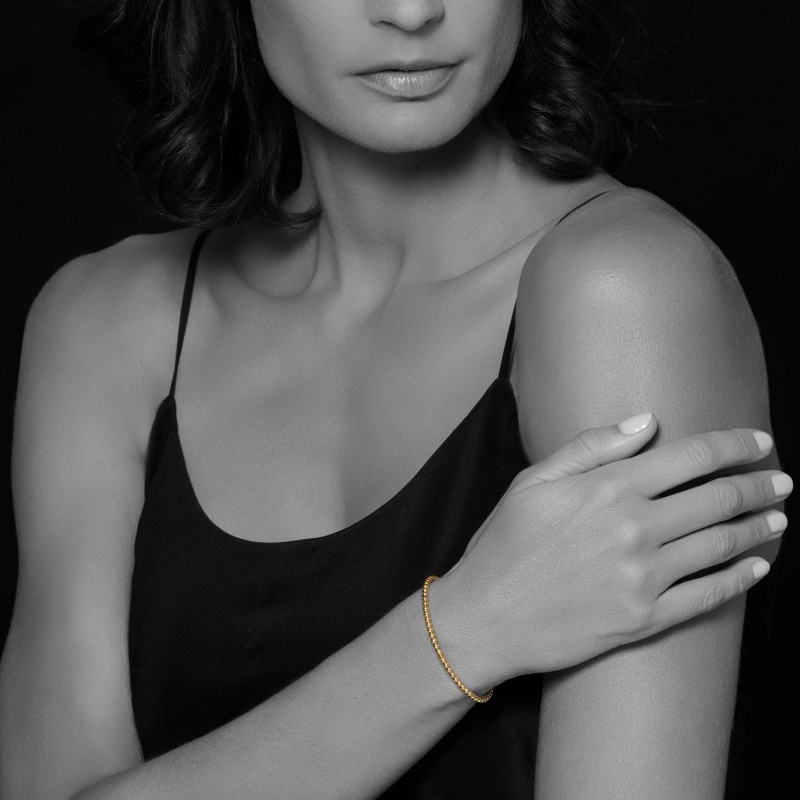 LAGOS 18K Yellow Gold Caviar 3mm Ball Stretch Bracelet