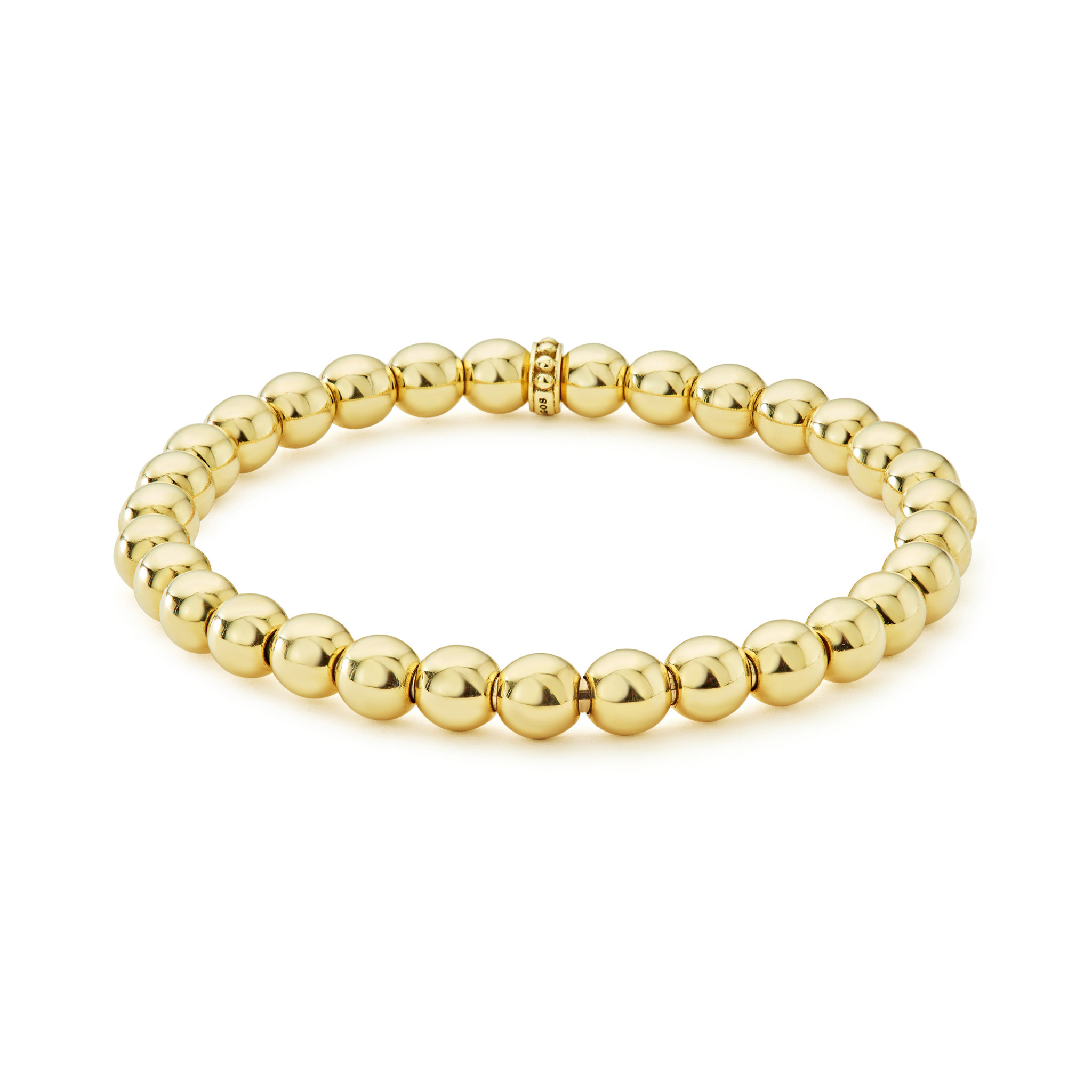 LAGOS 18K Yellow Gold Caviar 6mm Ball Stretch Medium Bracelet