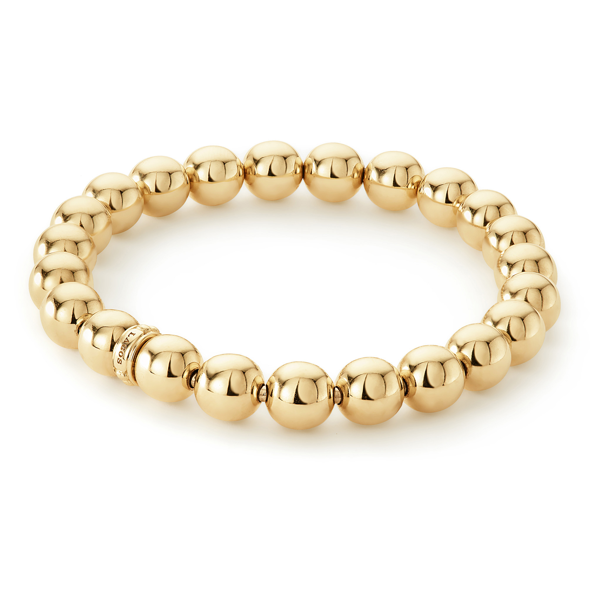 LAGOS 18K Yellow Gold Caviar 8mm Ball Stretch Bracelet | 05-10287-M ...