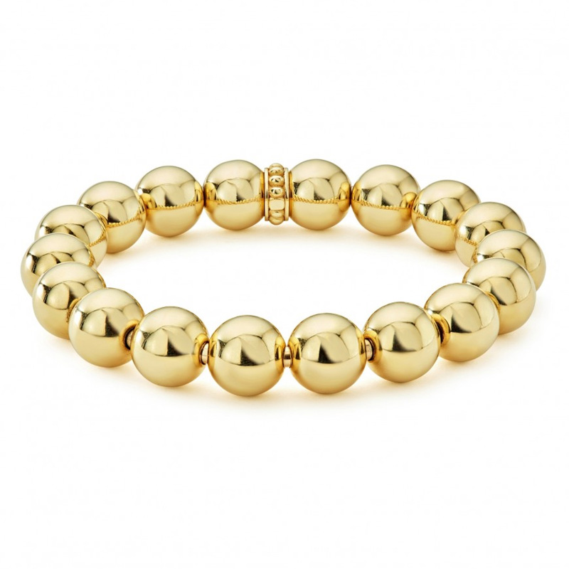LAGOS 18K Yellow Gold Caviar 12mm Ball Stretch Bracelet | 05-10288-M ...