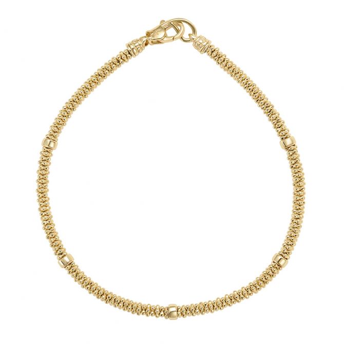 LAGOS 18K Yellow Gold Caviar 3mm Rope Medium Bracelet