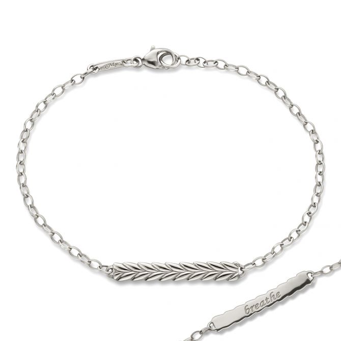 Monica Rich Kosann "Breathe" Leaf Poesy Bracelet in Sterling Silver
