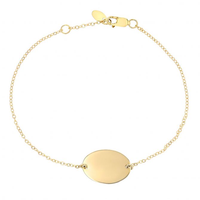 Yellow Gold Oval Disc Bracelet, 7.5"