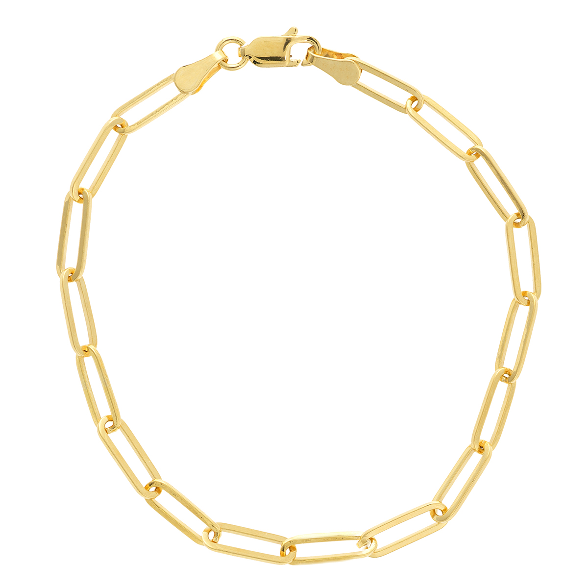 Paper Clip Flat Link Bracelet in Yellow Gold, 7.25" Borsheims