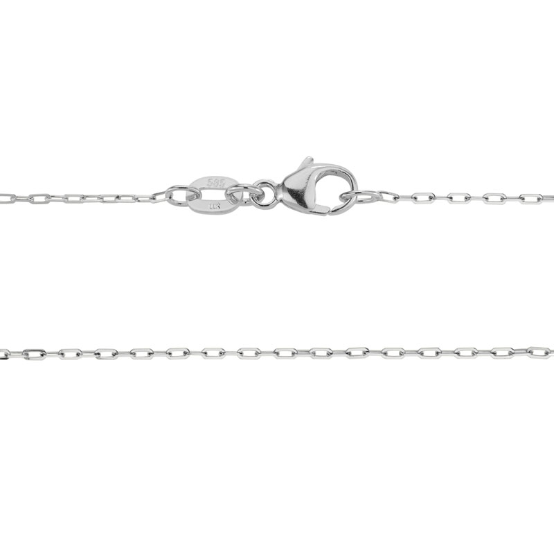 White Gold .9 mm Oval Link Chain, 16