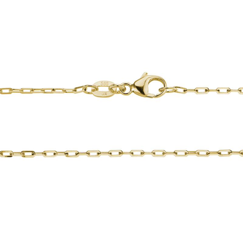 Yellow Gold 1.3 mm Oval Link Chain, 18