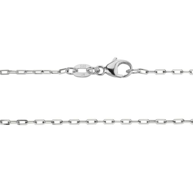 White Gold 1.3 mm Oval Link Chain, 18"