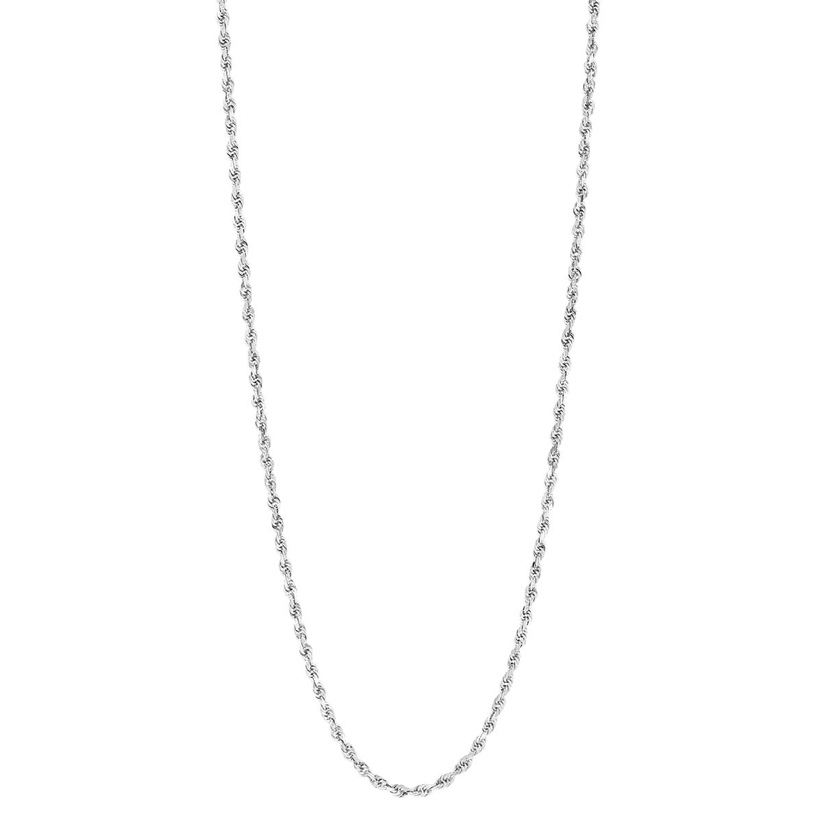 White Gold 1.56 mm Diamond Cut Rope Chain Necklace, 20