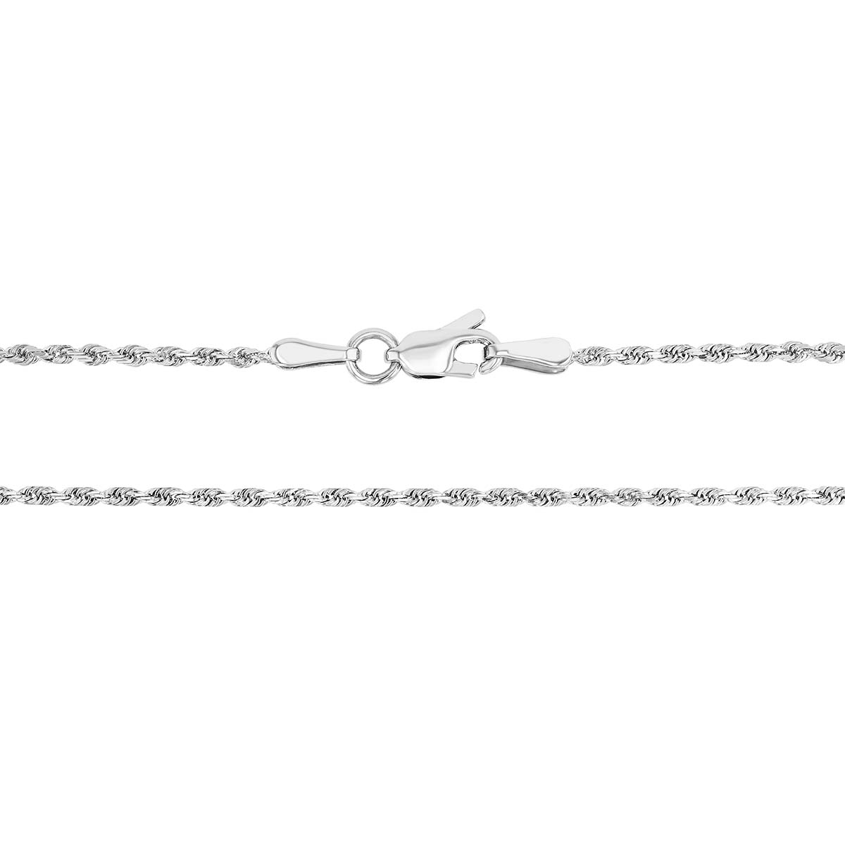 White Gold 1.56 mm Diamond Cut Rope Chain Necklace, 20