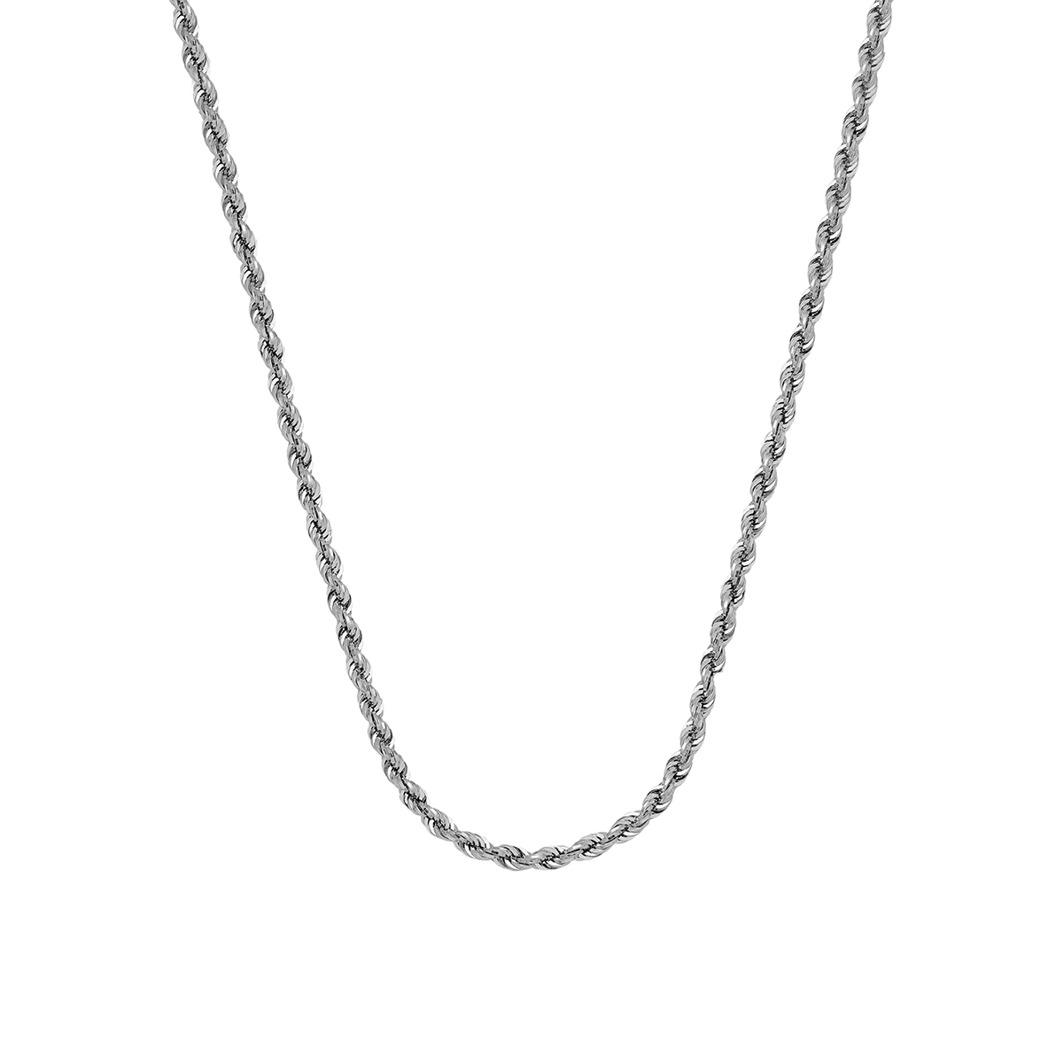 14K White Gold 1.8 mm Diamond-Cut Rope  Chain, 24