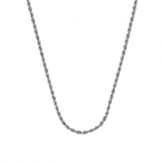 14K White Gold 1.8 mm Diamond-Cut Rope  Chain, 24"