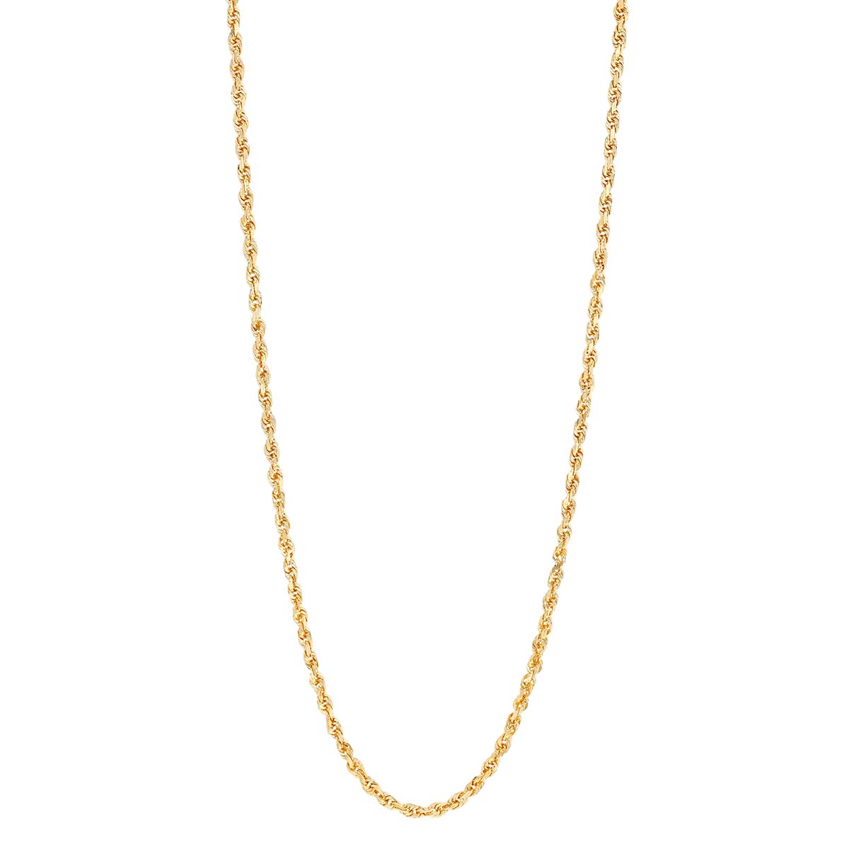 Yellow Gold 1.56 mm Diamond Cut Rope Chain Necklace, 20