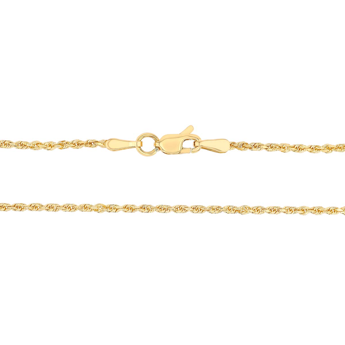 Yellow Gold 1.56 mm Diamond Cut Rope Chain Necklace, 20