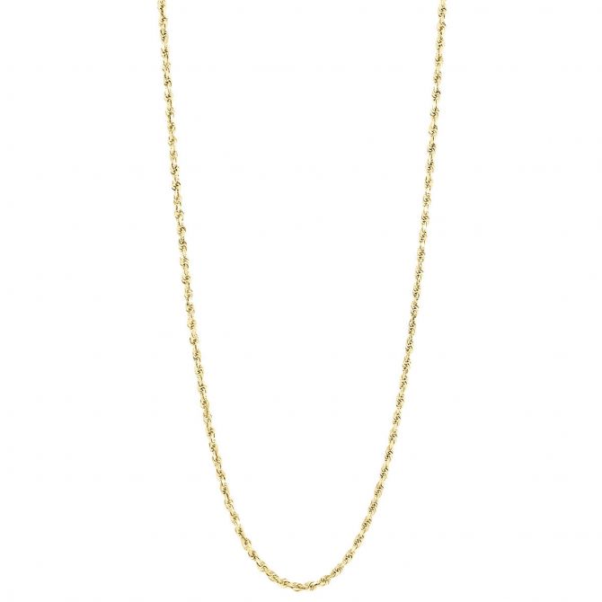 14K Yellow Gold 1.8 mm Cut Rope Chain, 18"