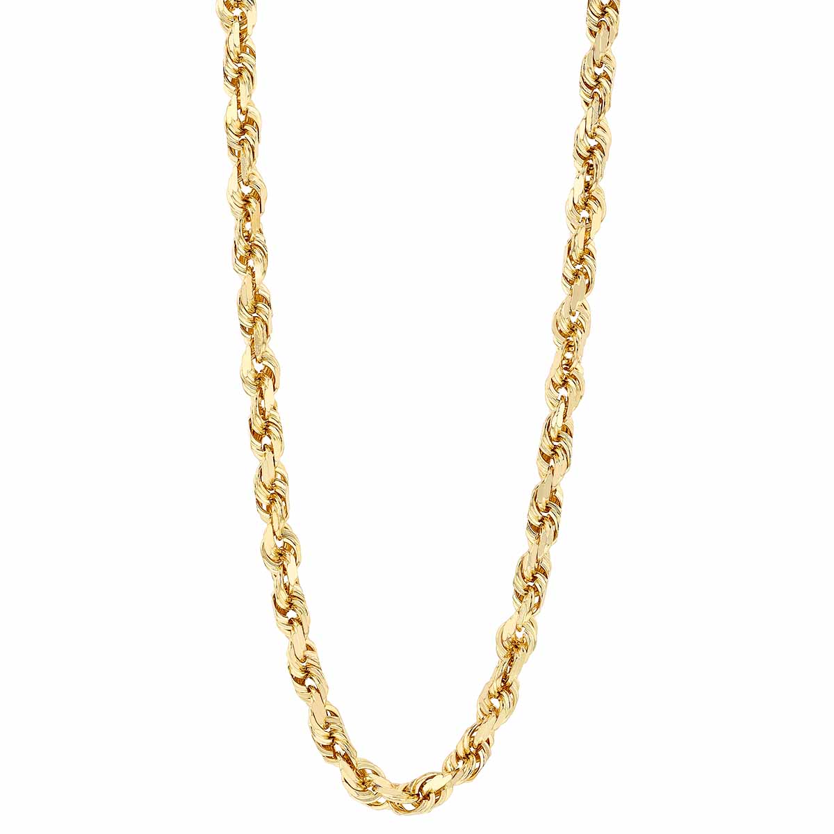 Yellow Gold 4.4 mm Rope Chain, 22