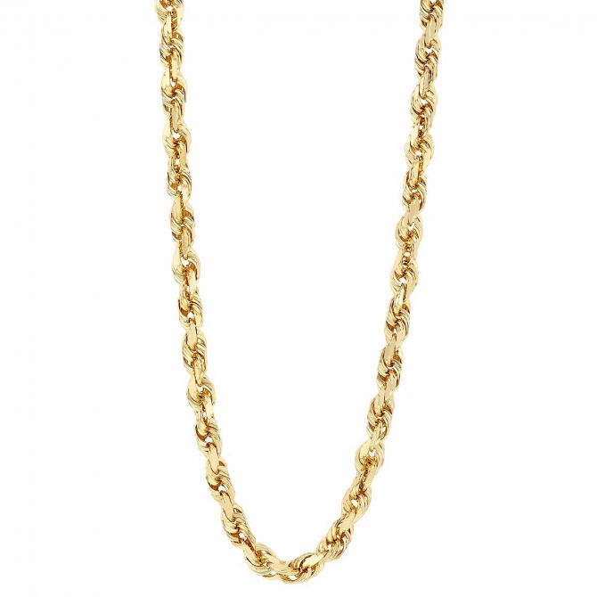 Yellow Gold 4.4 mm Rope Chain, 22"