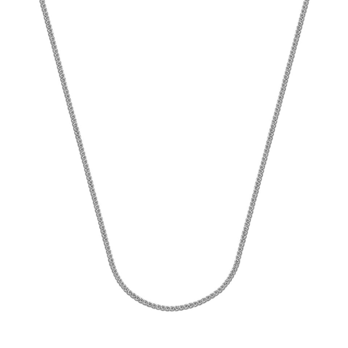 14K White Gold 1 mm Square Wheat Chain, 24