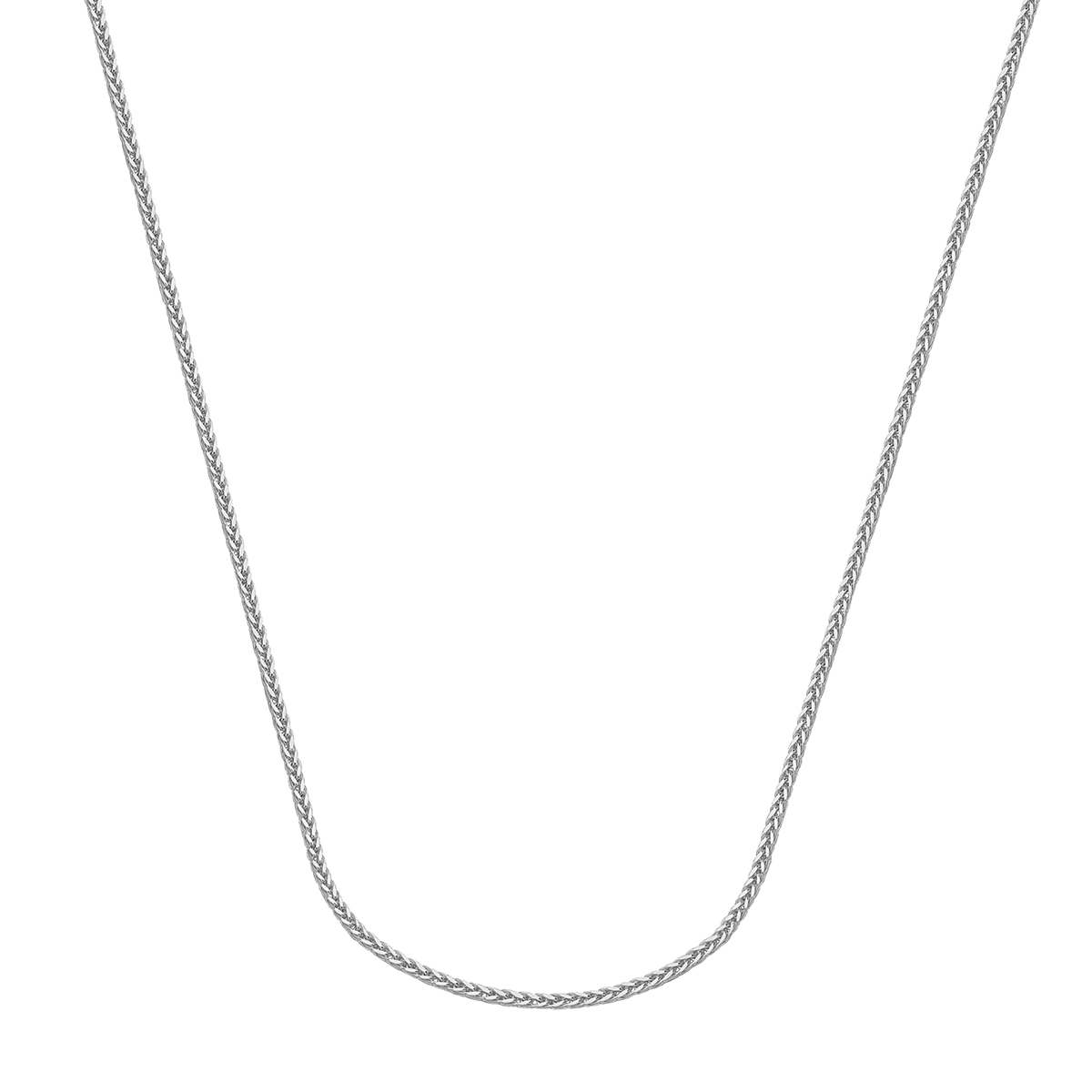 White Gold 1.25 mm Square Wheat Chain, 24
